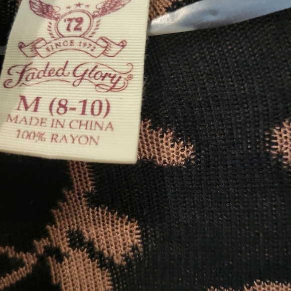 Vintage Faded Glory Fine Knit Cardigan Sweater In Brown Florals Matching BELT - Picture 5 of 7